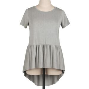 Mote Soft Peplum Hem Short Sleeve Top with Back Tie Size S